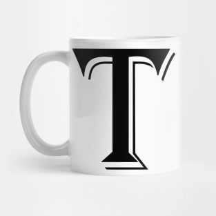 Black letter T in vintage style Mug